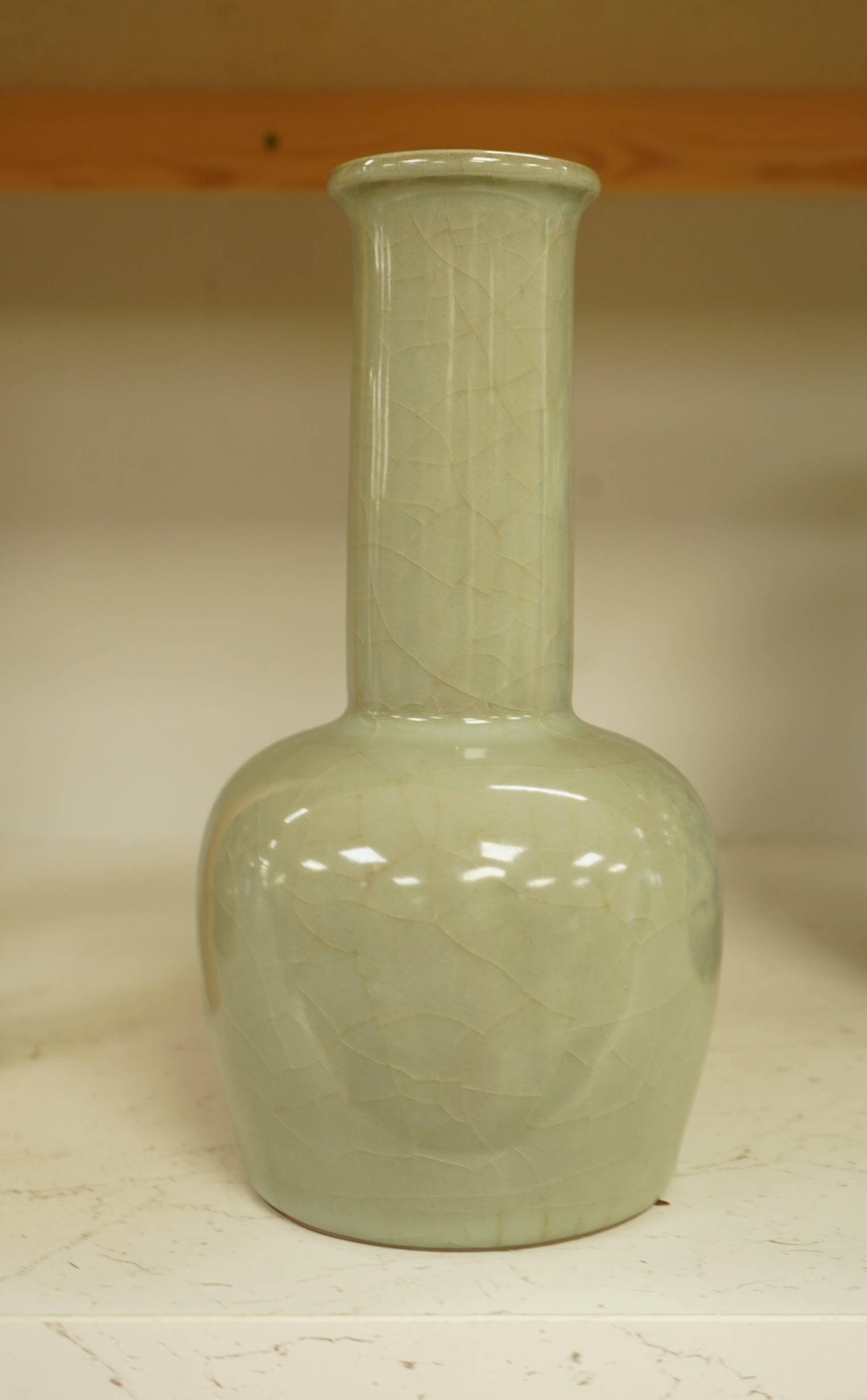 A Chinese celadon crackle glaze vase, 24cm high